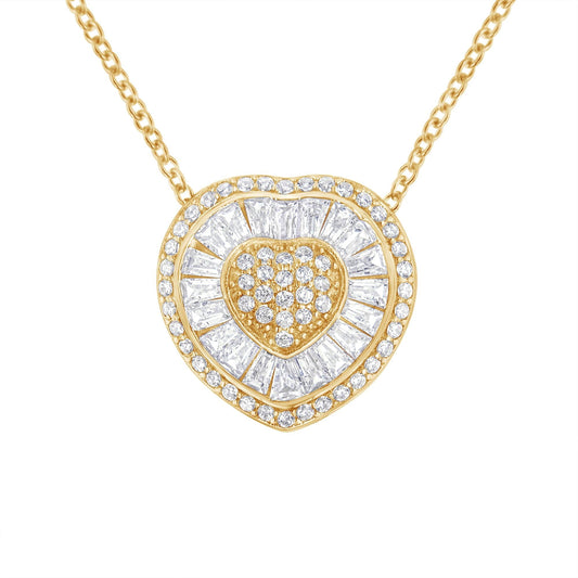 10KT Yellow Gold Diamond Heart Pendant Necklace (1/2 cttw, H-I Color,